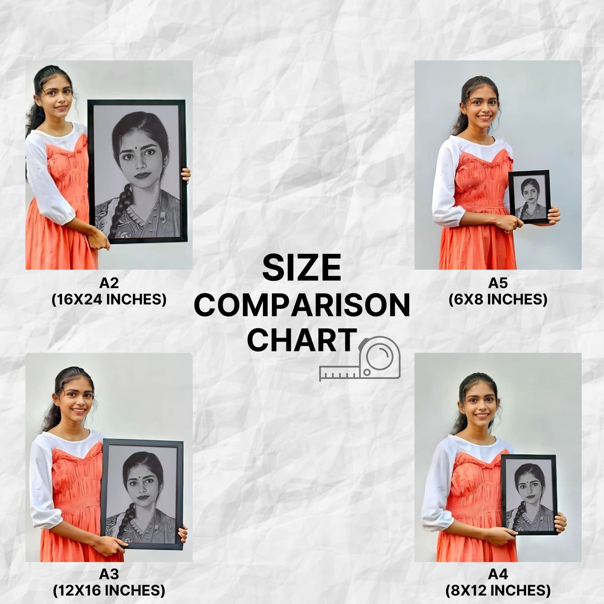 sketches size comparison chart cum guide