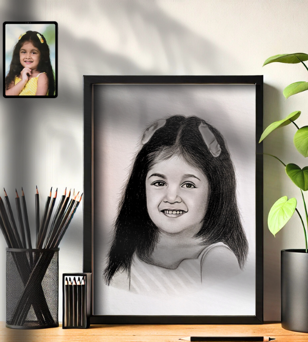 little girl pencil sketch from photo