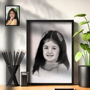 handmade portrait sketch of a little cute girl